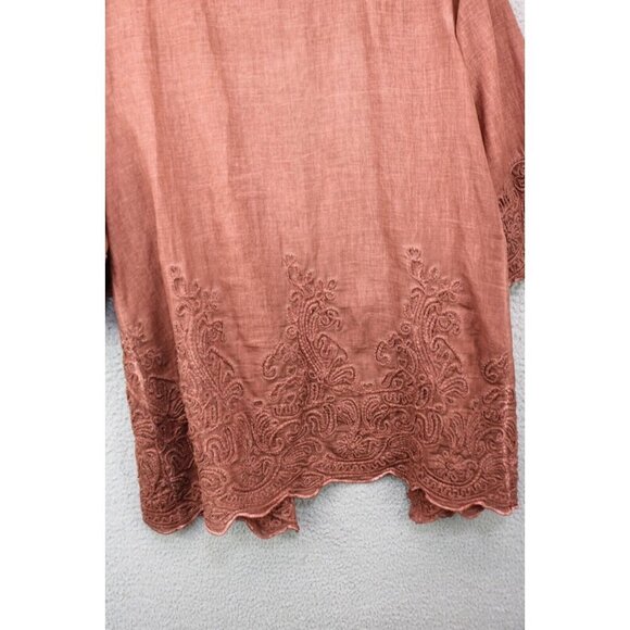 Soft Surroundings Caribe Brown Open Front Overlay-Medium/Petite-Embroidered-Boho - Picture 10 of 11